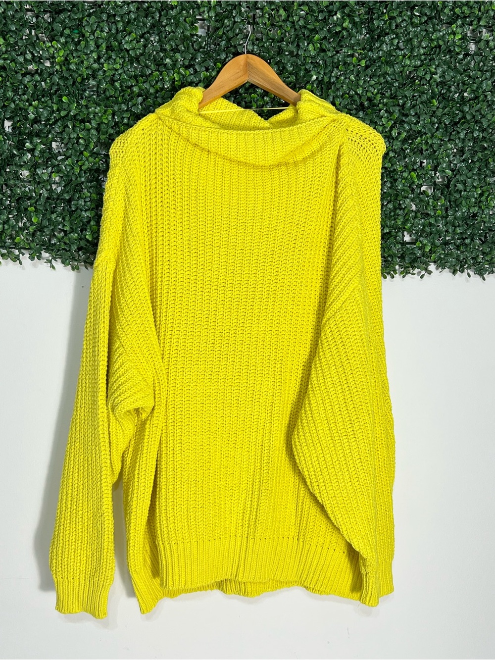 Free People Swim Too Deep Turtleneck Sweater Yellow Oversized Size Medium